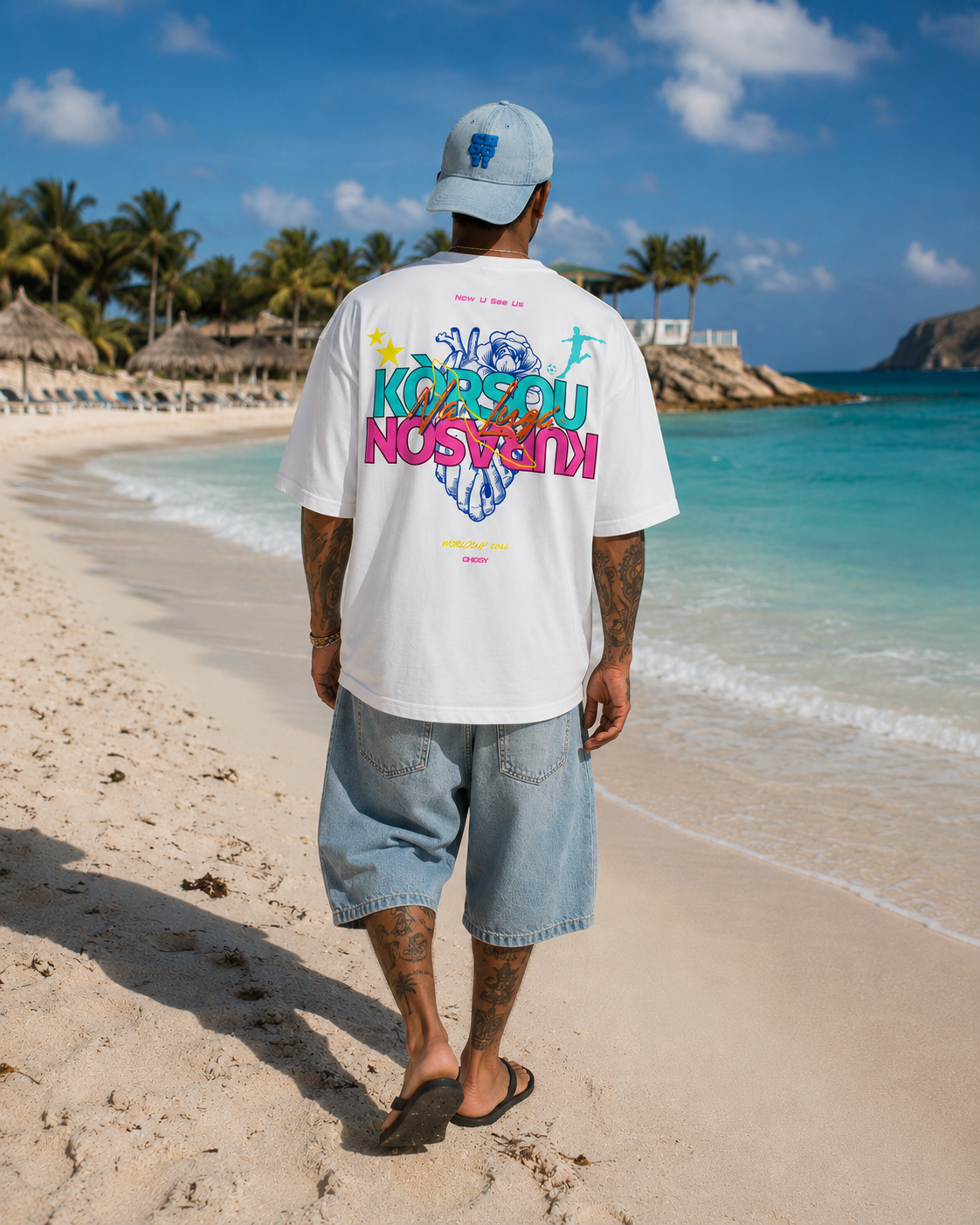 Kòrsou kurason na lugá - Unisex Oversized Cotton Tee